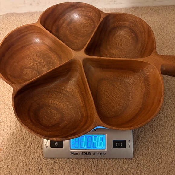 Mid Century Modern Monkey Pod Wood Divided Clover Tray Masini Handcrafted Tiki - Picture 11 of 11